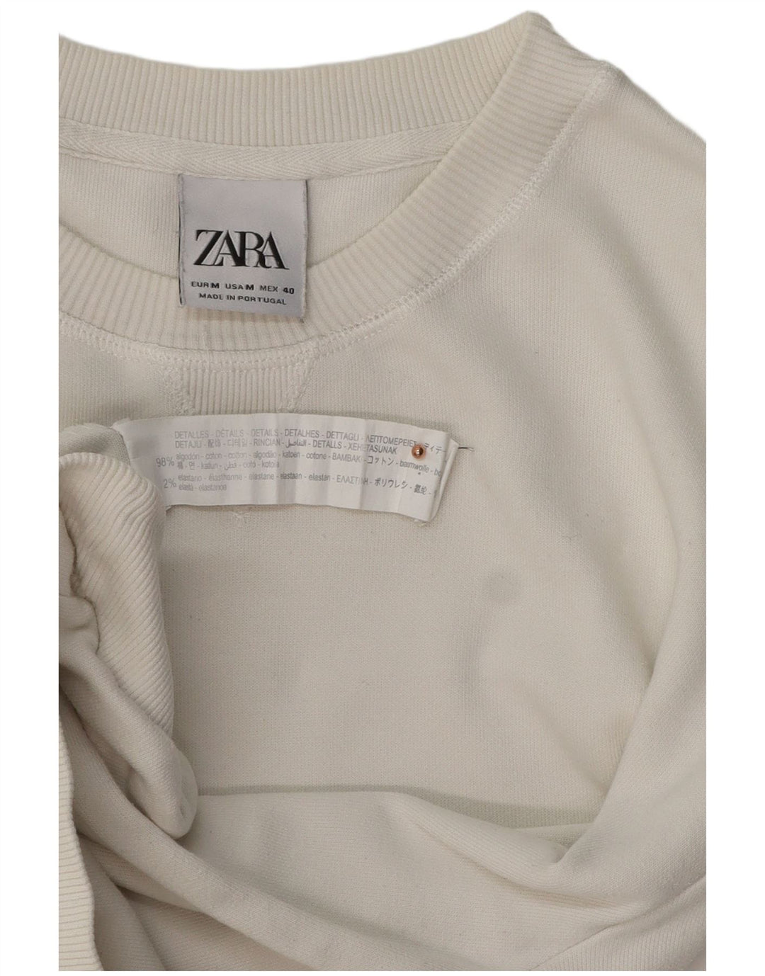 ZARA Homme Sweatshirt Jumper Moyen Blanc Coton
