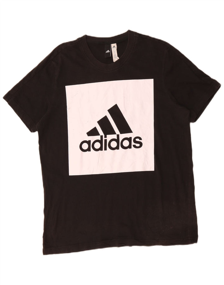ADIDAS T-shirt graphique pour hommes, grand, en coton color block noir