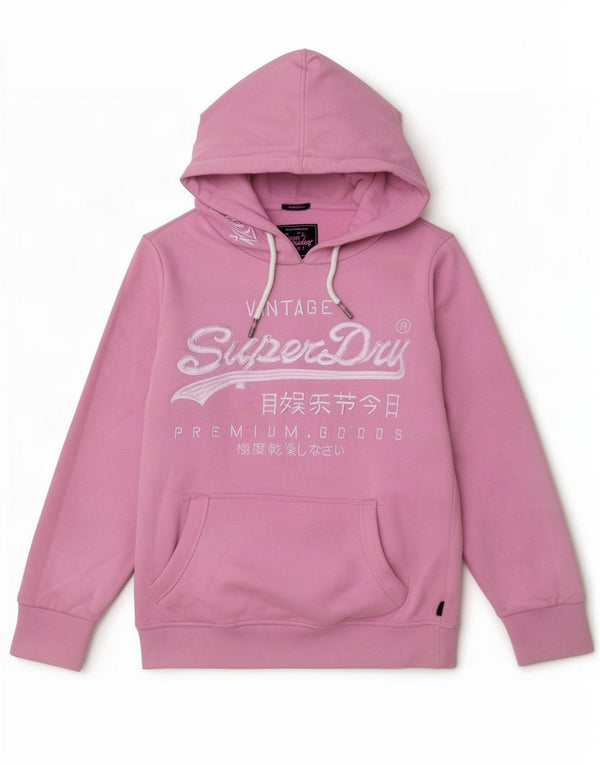Superdry Pull à capuche Graphic Classic Fit pour femme UK 12 en coton rose moyen
