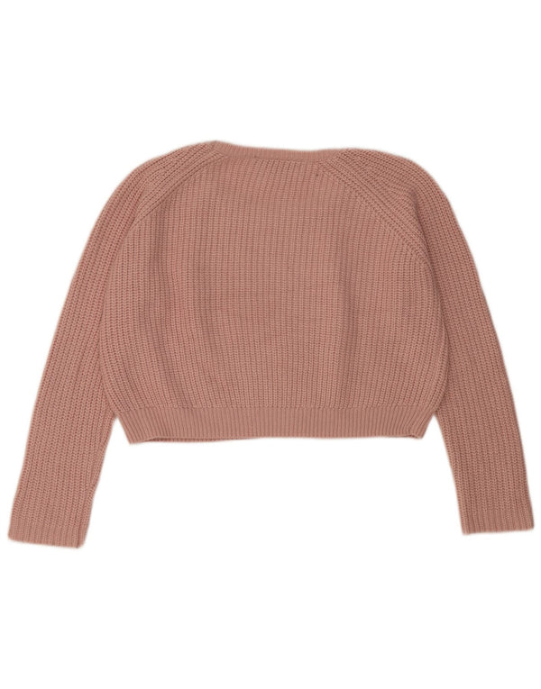 Topshop Pull court surdimensionné à col bateau pour femme UK 4 XS Acrylique rose