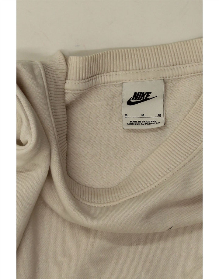 Nike Sweat-shirt court surdimensionné pour femme UK 14 en coton blanc cassé moyen