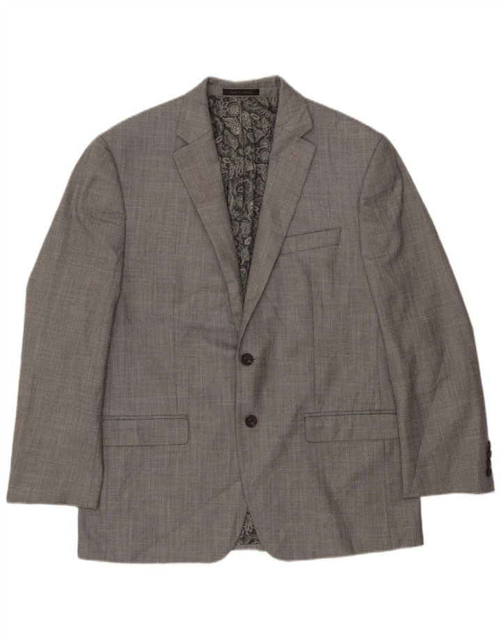 Chaps Veste Blazer 2 Boutons Homme UK 40 Grand Chevron Gris Polyester