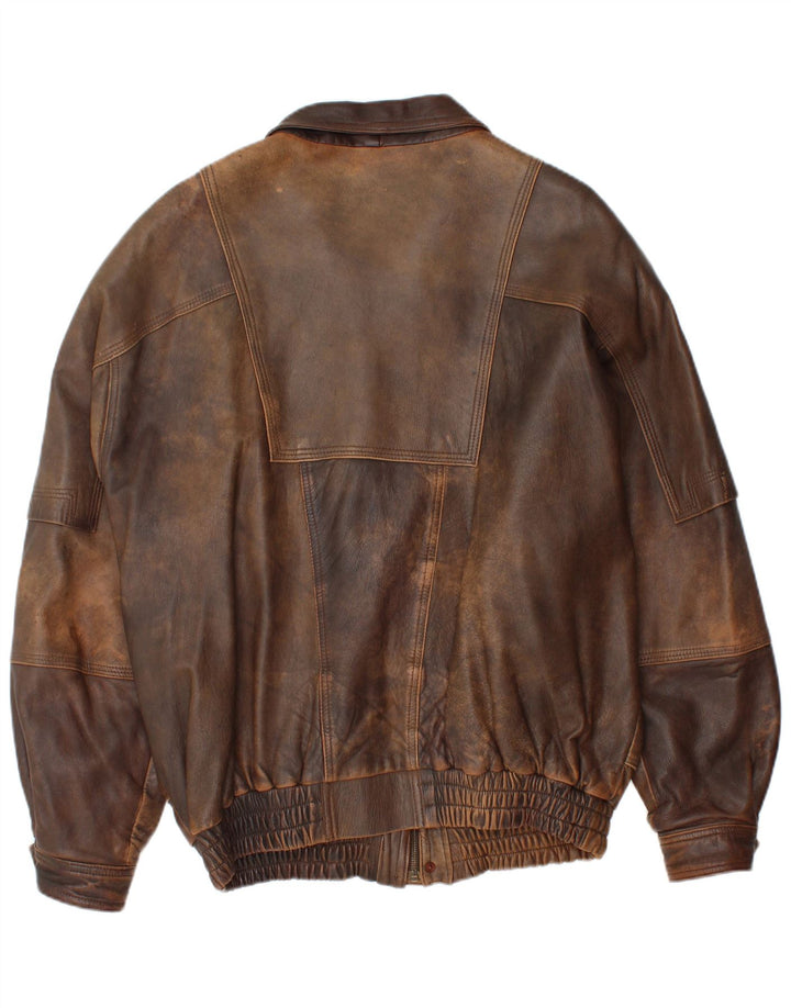 Veste en cuir homme vintage IT 58 4XL Cuir marron