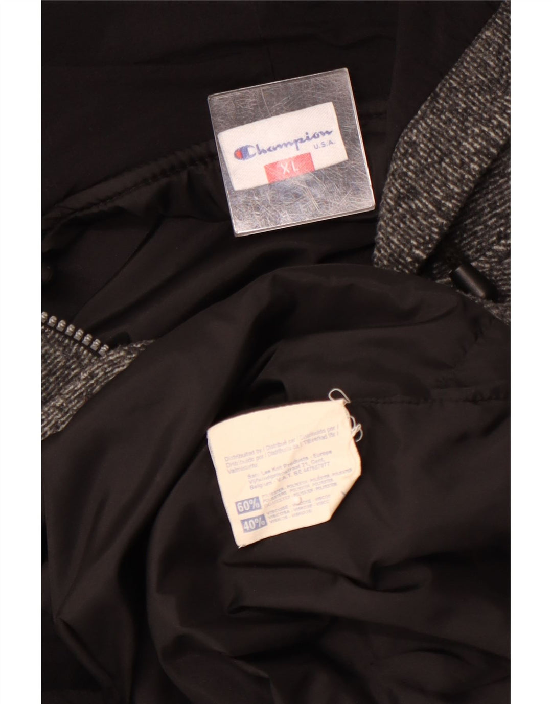 CHAMPION Veste polaire à capuche pour homme UK 42 XL Gris à fines rayures Polyester