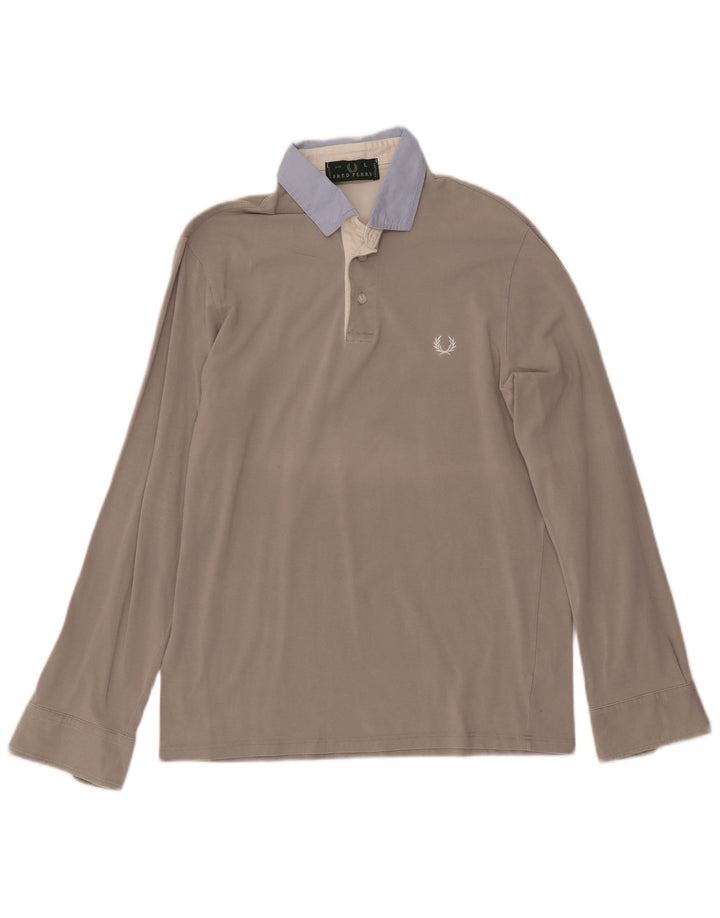 FRED PERRY Polo à manches longues pour homme en coton color block grand gris