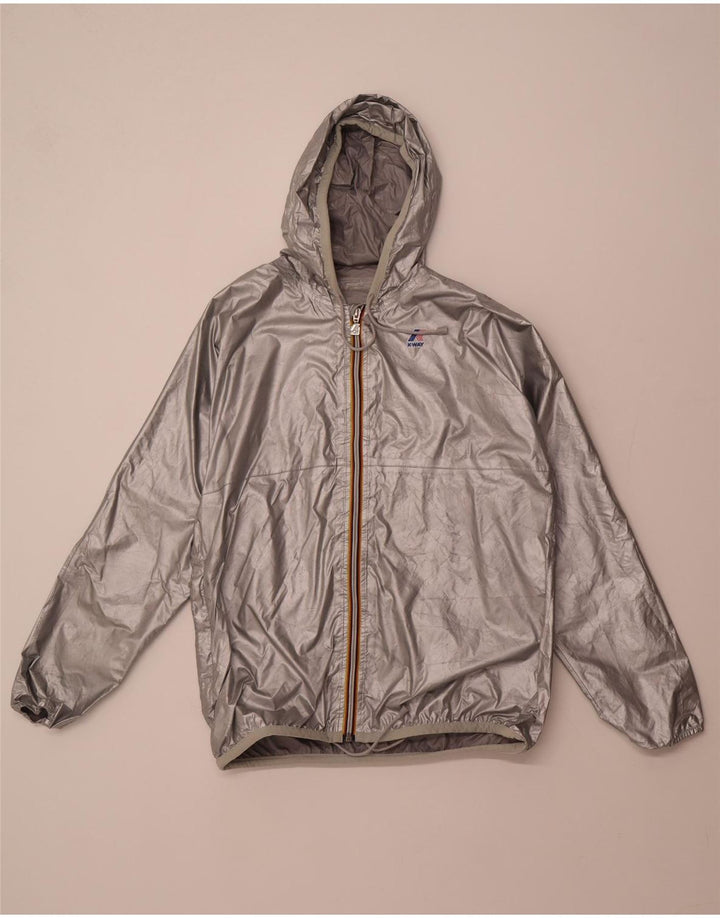 K-WAY Veste de pluie à capuche coupe ample pour femme UK 10 Small Argent Polyamide