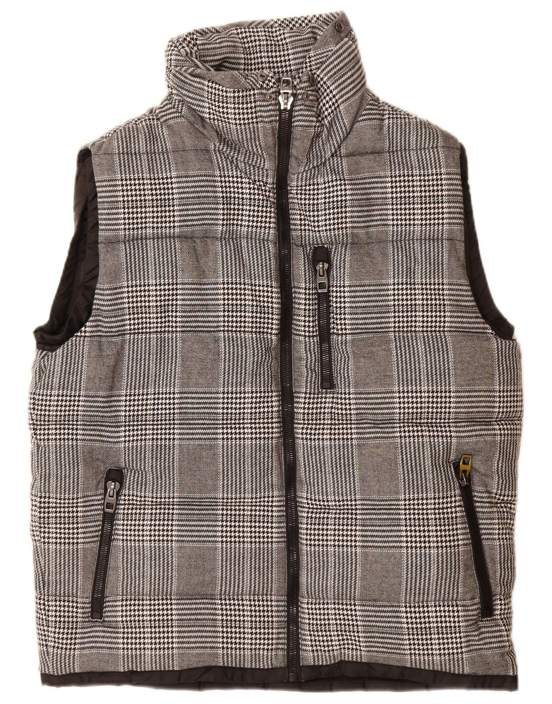 Zara Gilet rembourré pour homme UK 42 XL Gris à carreaux Polyester