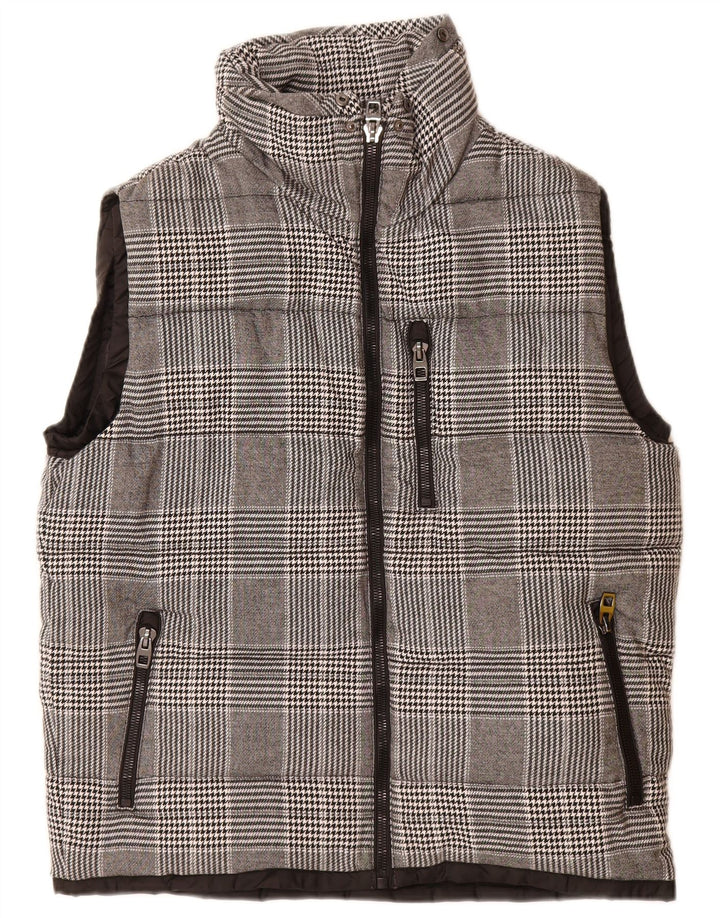 Zara Gilet rembourré pour homme UK 42 XL Gris à carreaux Polyester