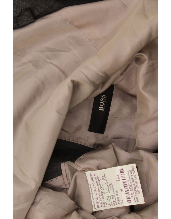 HUGO BOSS Veste blazer à 3 boutons pour homme EU 48 Gris moyen en laine à fines rayures