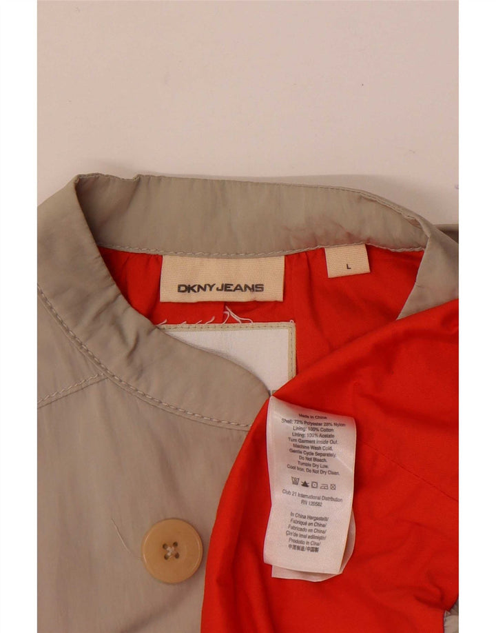 Dkny Manteau croisé à manches 3/4 pour femme UK 16 Large Gris Polyester