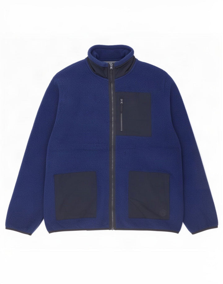 Marks & Spencer Veste polaire pour homme UK 40 Large Bleu Colorblock Polyester