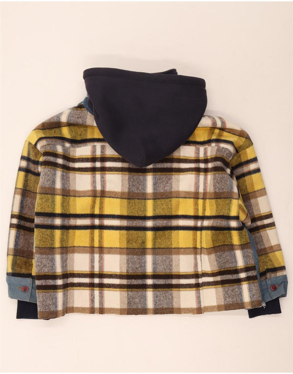 Veste Sherpa à capuche vintage pour hommes UK 42 XL Coton à carreaux bleus