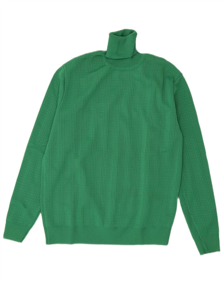 vintage Mens Roll Neck Jumper Pull IT 50 Vert Moyen