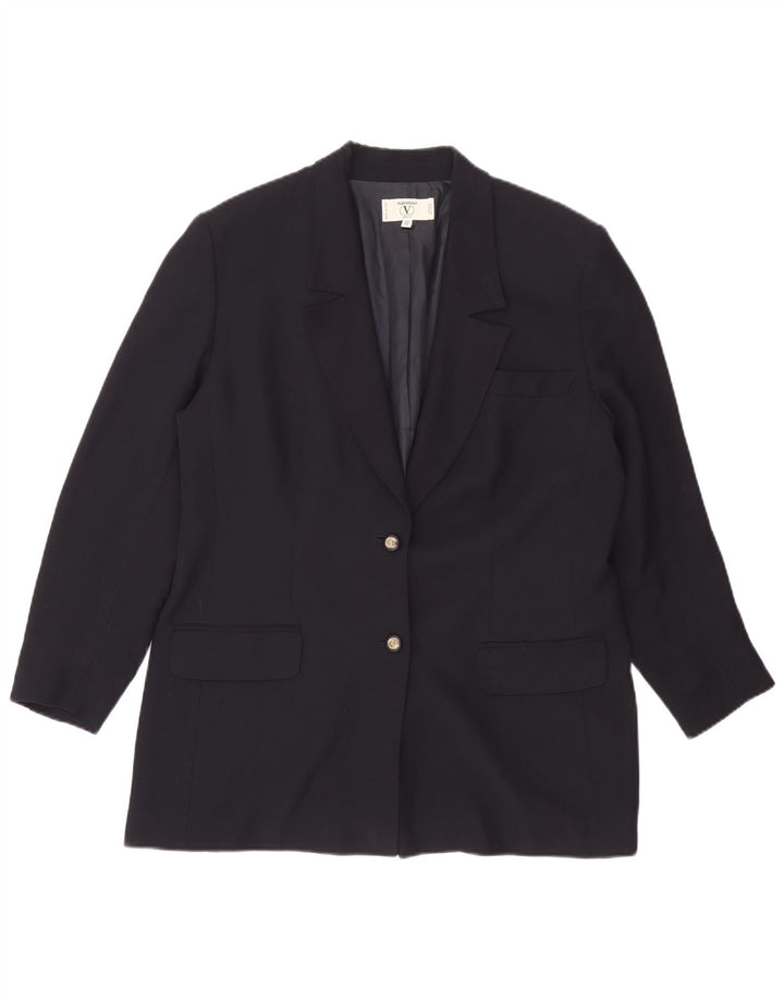 Valentino Veste Blazer 2 Boutons Femme IT 50 XL Bleu Marine Viscose