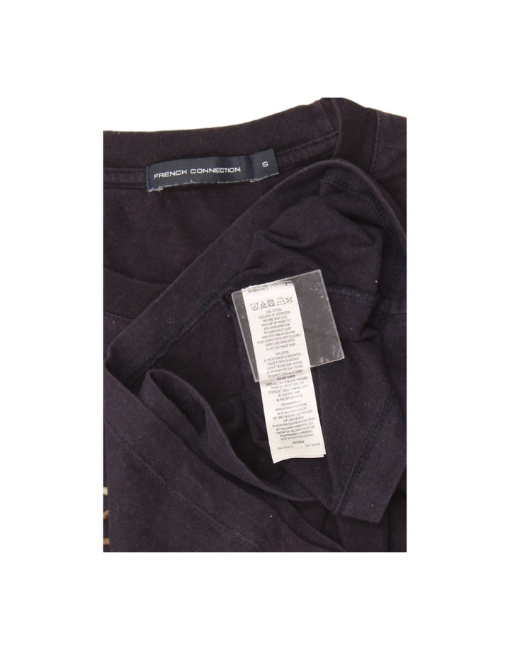 FRENCH CONNECTION Mens Graphic T-Shirt Top Small Navy Blue Cotton