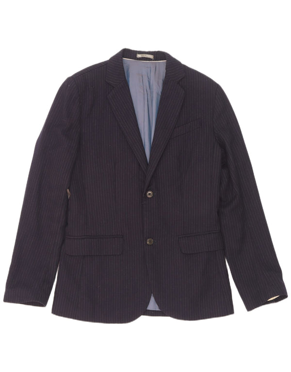 Gap Veste Blazer 2 Boutons Homme UK 36 Petite Laine Rayée Bleu Marine