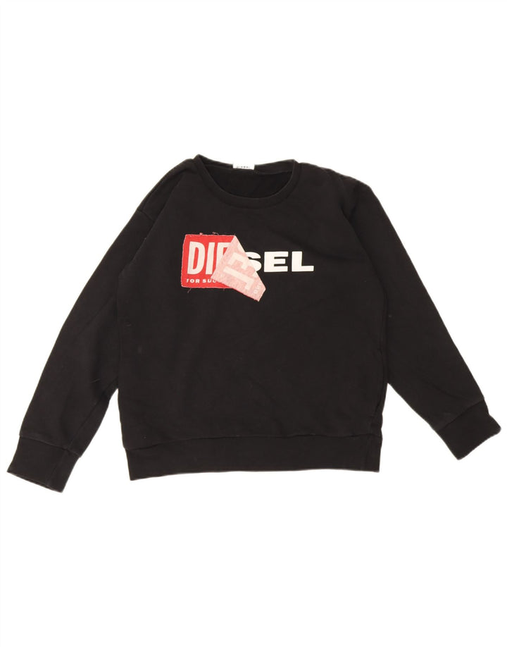 Diesel Sweat-shirt graphique pour femme UK 12 en coton noir moyen