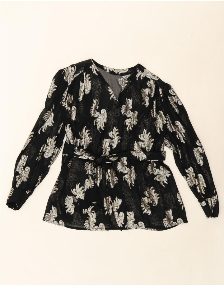 VINTAGE Womens See Through Blouse Top UK 12 Medium Black Paisley Vintage Vintage and Second-Hand Vintage from Messina Hembry 