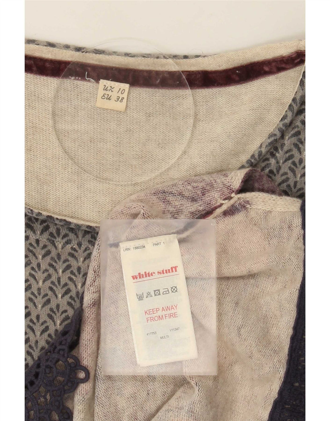Pull White Stuff Femme Col Bateau UK 10 Small Multicolore