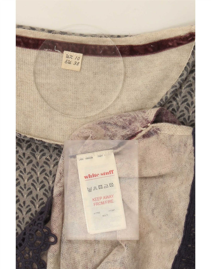 Pull White Stuff Femme Col Bateau UK 10 Small Multicolore