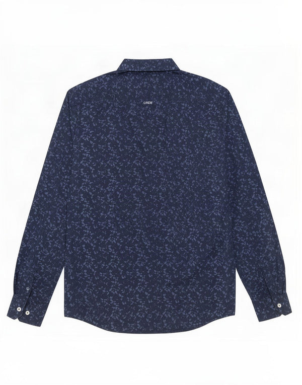 Crew Clothing Chemise Slim Fit Homme Motif Abstrait Coton Bleu Marine Moyen