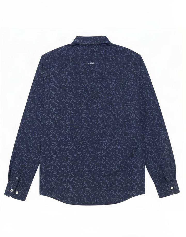 Crew Clothing Chemise Slim Fit Homme Motif Abstrait Coton Bleu Marine Moyen