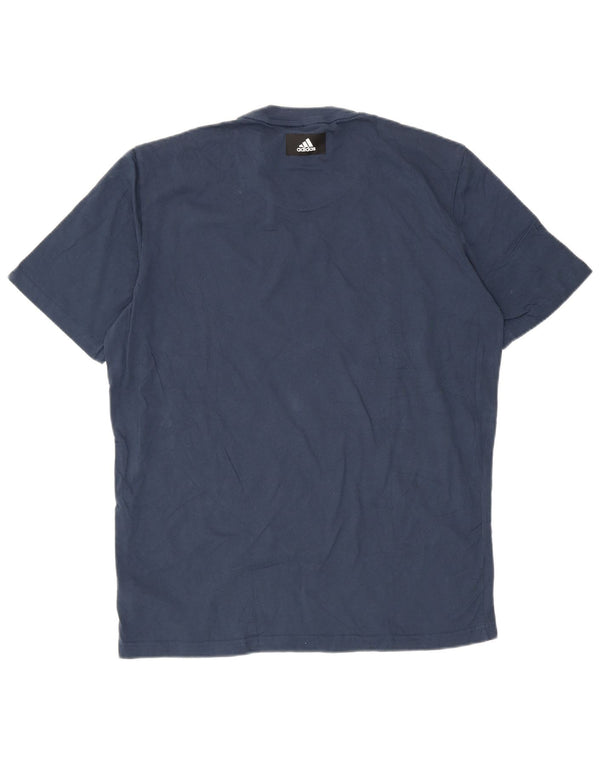 Adidas Mens Graphic T-Shirt Top Large Bleu Marine Coton