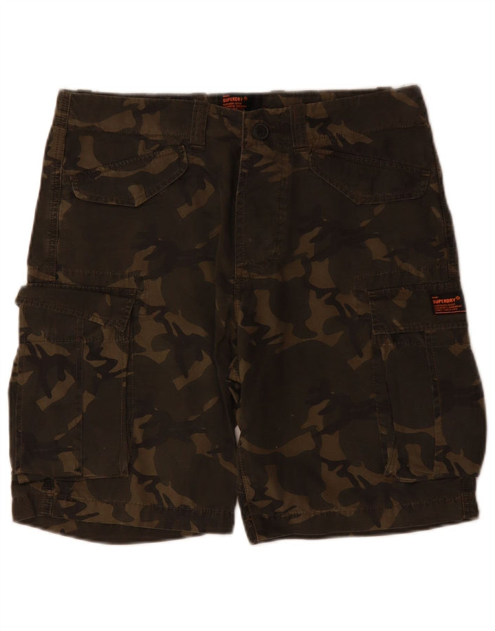 SUPERDRY Short Cargo Homme W29 Petit Kaki Camouflage Coton