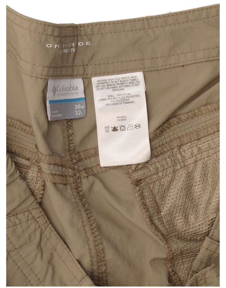 COLUMBIA Pantalon Cargo Droit Omni-Shade Homme W38 L32 Nylon Beige