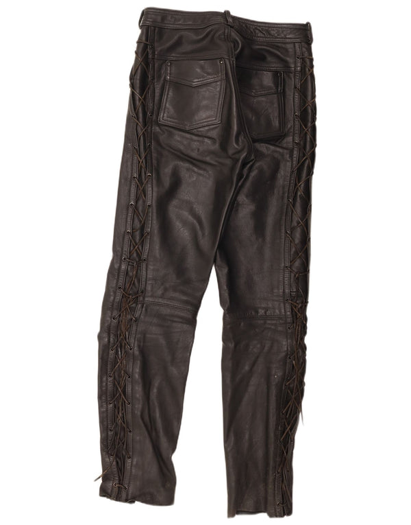 Pantalon en cuir Motorstyle vintage pour homme IT 48 Medium W30 L31 Cuir noir
