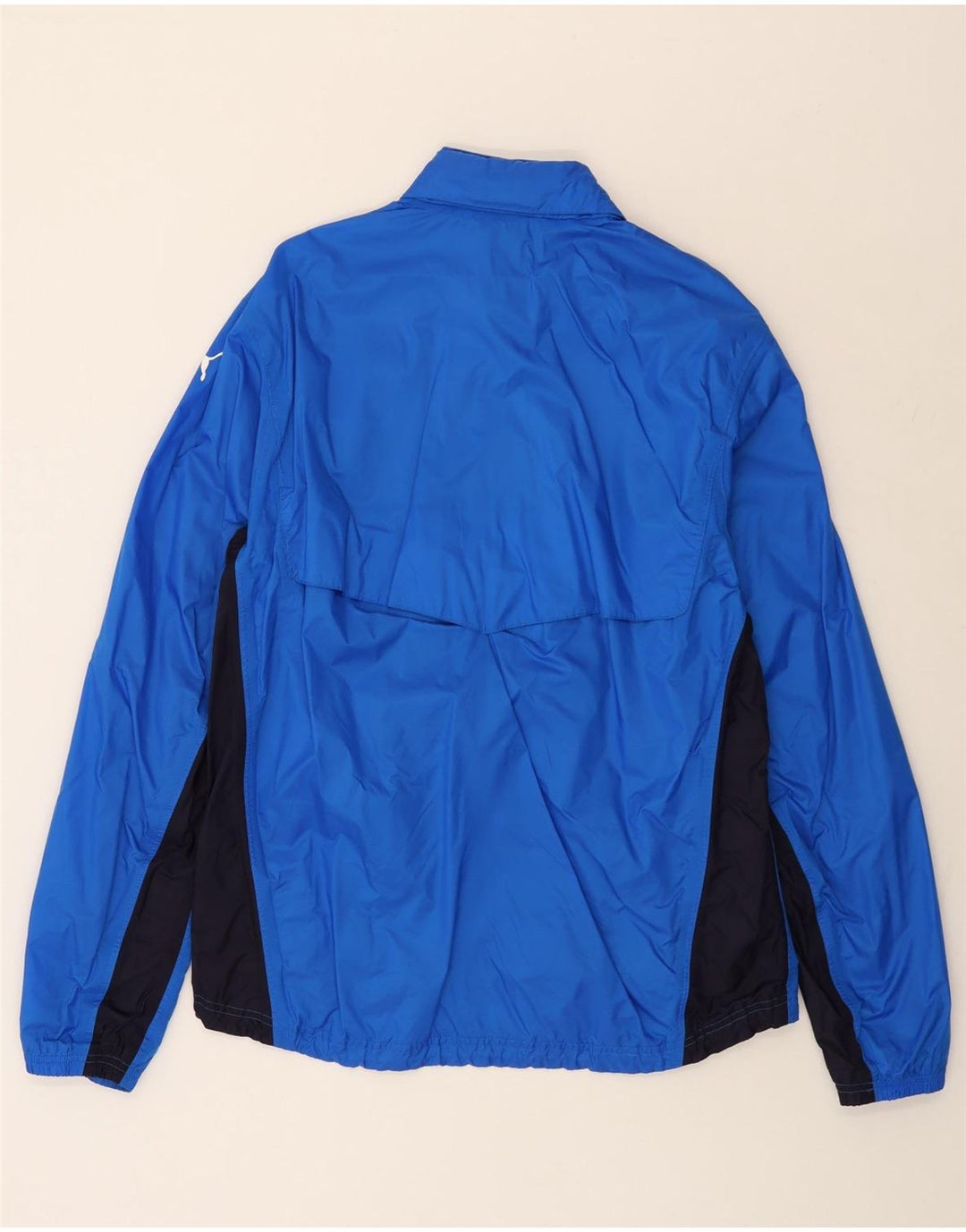 PUMA Veste de pluie à capuche graphique pour homme UK 40 Large Bleu Colorblock Nylon