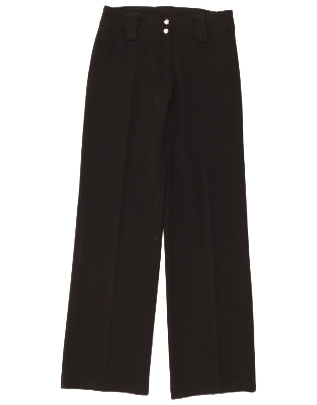 VINTAGE Pantalon de Costume Droit Femme Petit W27 L32 Noir Polyester
