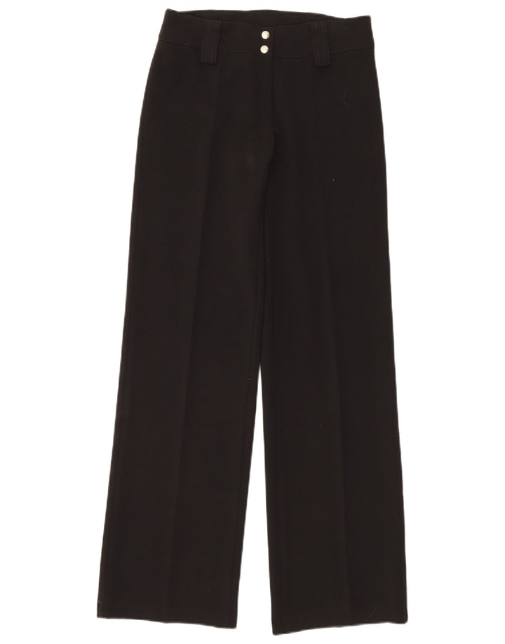 VINTAGE Pantalon de Costume Droit Femme Petit W27 L32 Noir Polyester