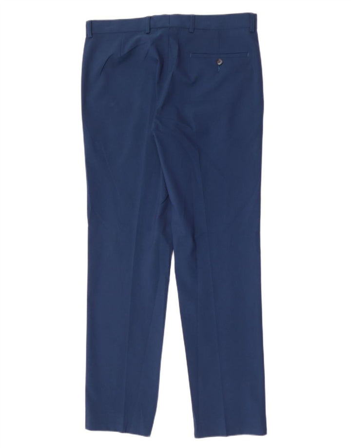 Marks & Spencer Pantalon de Costume Slim Homme W32 L31 Bleu Polyester
