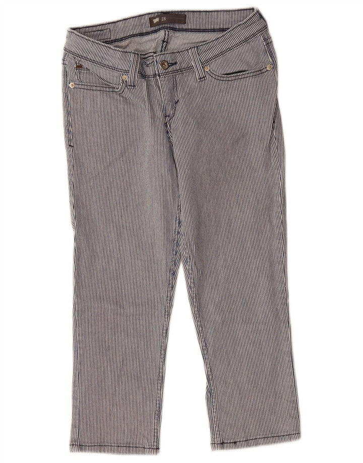 LEVI'S Pantalon Capri Femme W28 L21 Coton Rayé Bleu Marine