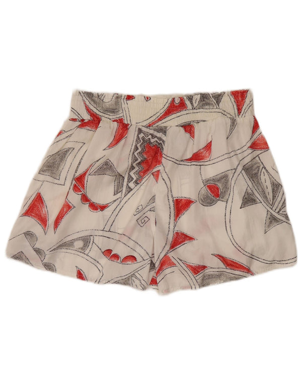 REEBOK Short de Bain Femme UK 10 Petit Nylon Géométrique Blanc