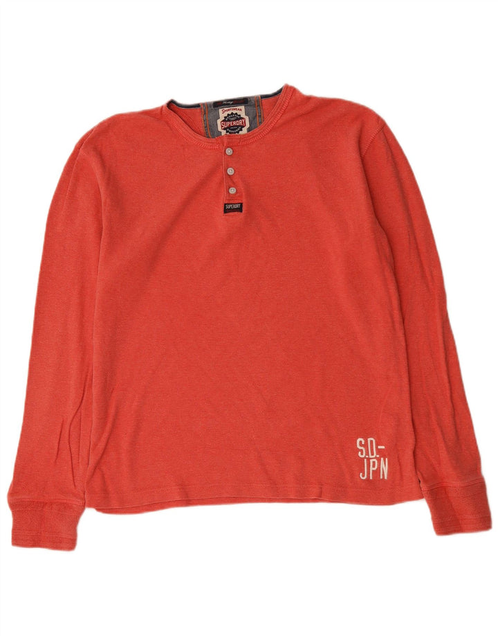 Superdry Homme Top Manches Longues XL Rouge Coton