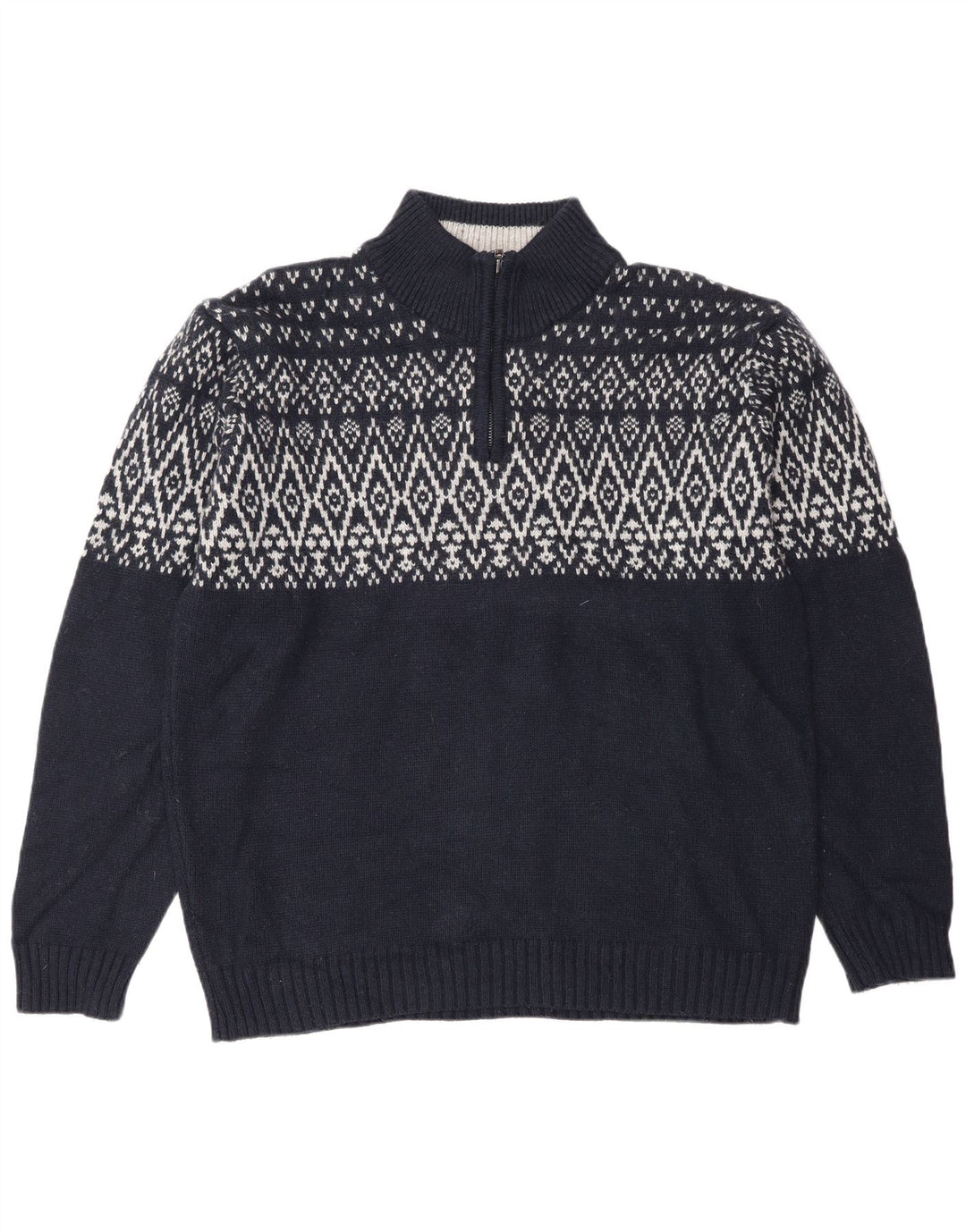 Marks & Spencer Pull à col zippé Blue Harbor pour hommes, grand bleu marine