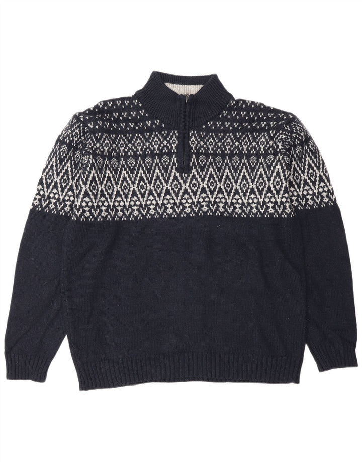 Marks & Spencer Pull à col zippé Blue Harbor pour hommes, grand bleu marine