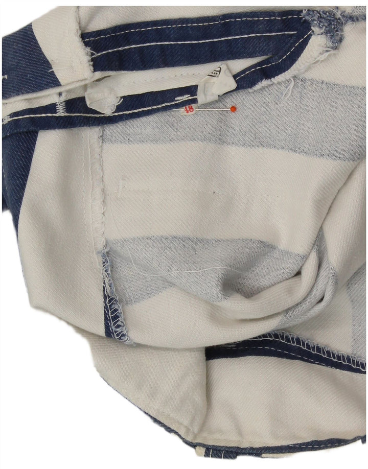 VINTAGE Pantalon décontracté taille haute pour femme IT 48 XL W34 L31 Bleu Rétro