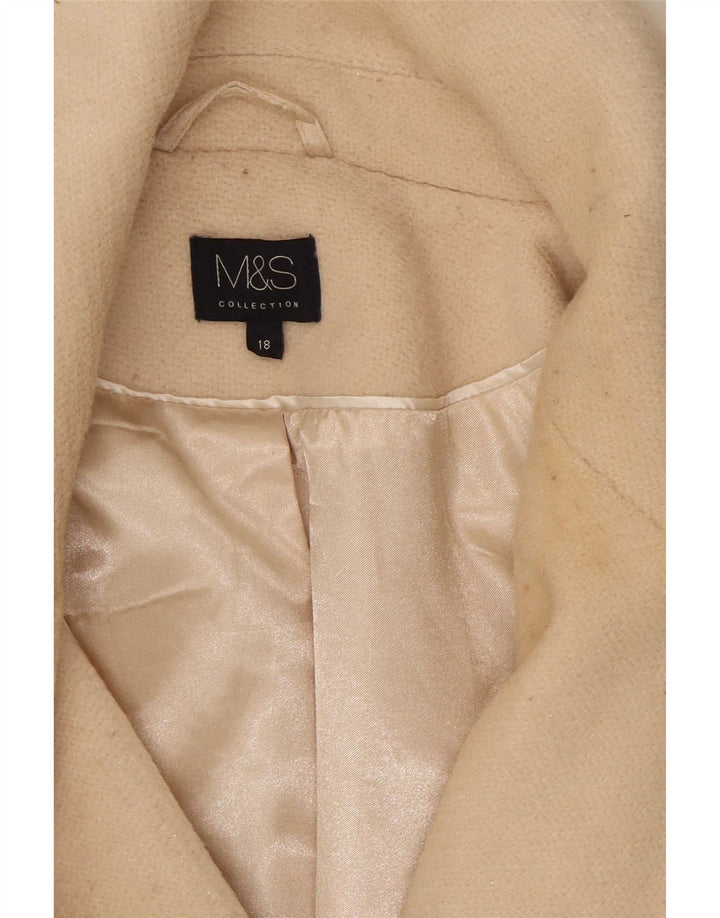 Marks & Spencer Manteau croisé pour femme UK 18 XL Beige Polyester