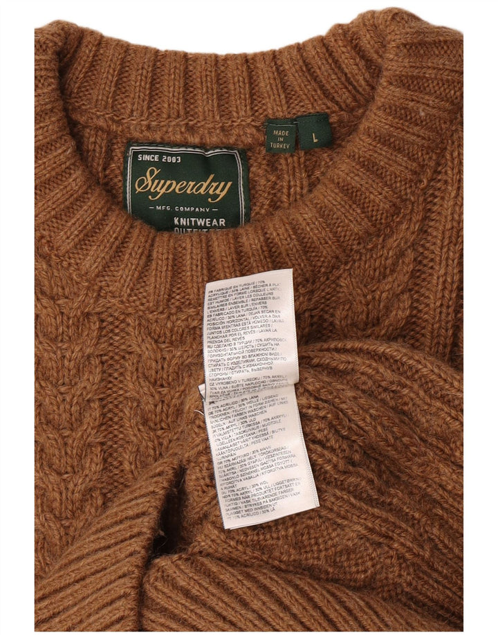 Superdry Pull ras du cou pour homme, grand, marron, acrylique
