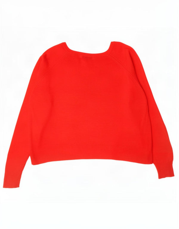 Zara Pull court surdimensionné à col bateau pour femme UK 10 Petite viscose rouge