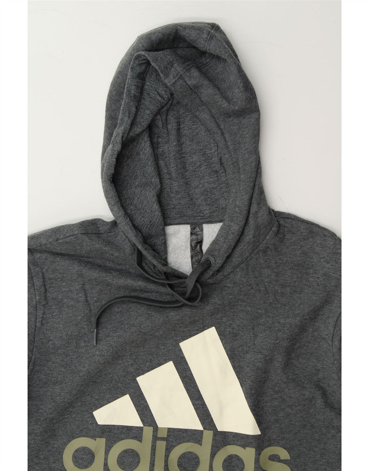 ADIDAS Mens Graphic Hoodie Jumper Medium Grey Vintage Adidas and Second-Hand Adidas from Messina Hembry 