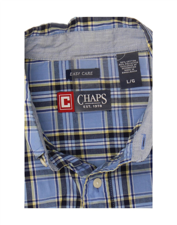 CHAPS Mens Short Sleeve Shirt Large Blue Check Cotton Vintage Chaps and Second-Hand Chaps from Messina Hembry 