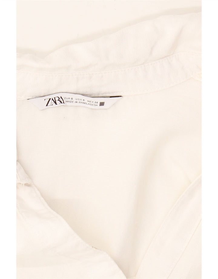 ZARA Womens Shirt Blouse UK 10 Small White Lyocell Vintage Zara and Second-Hand Zara from Messina Hembry 