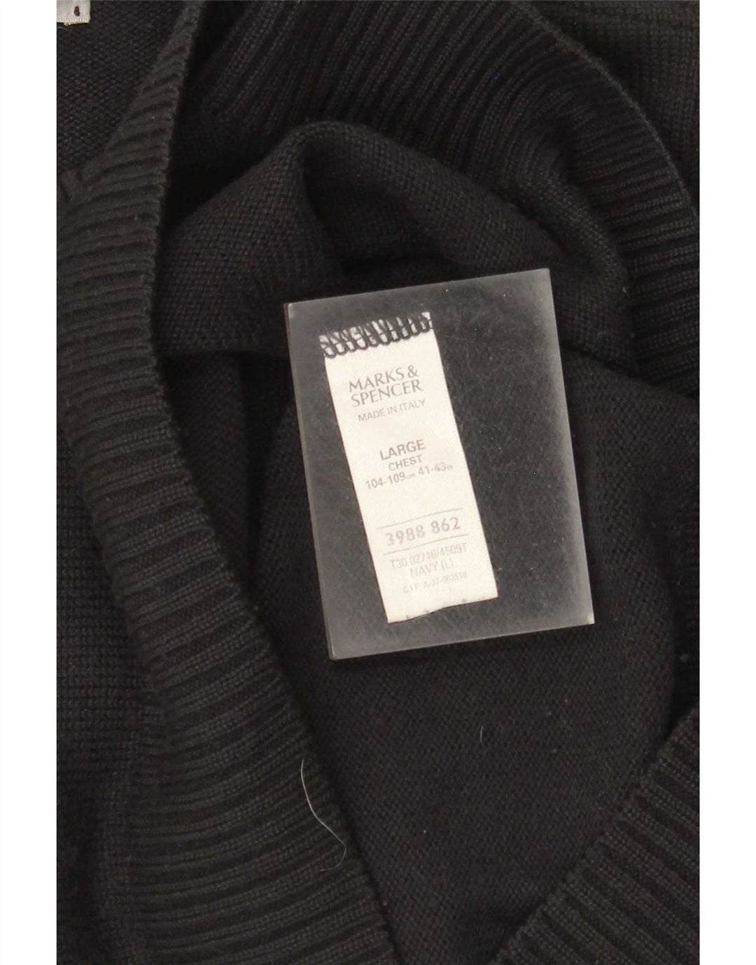 Marks & Spencer Pull col rond pour homme en acrylique bleu marine Taille L