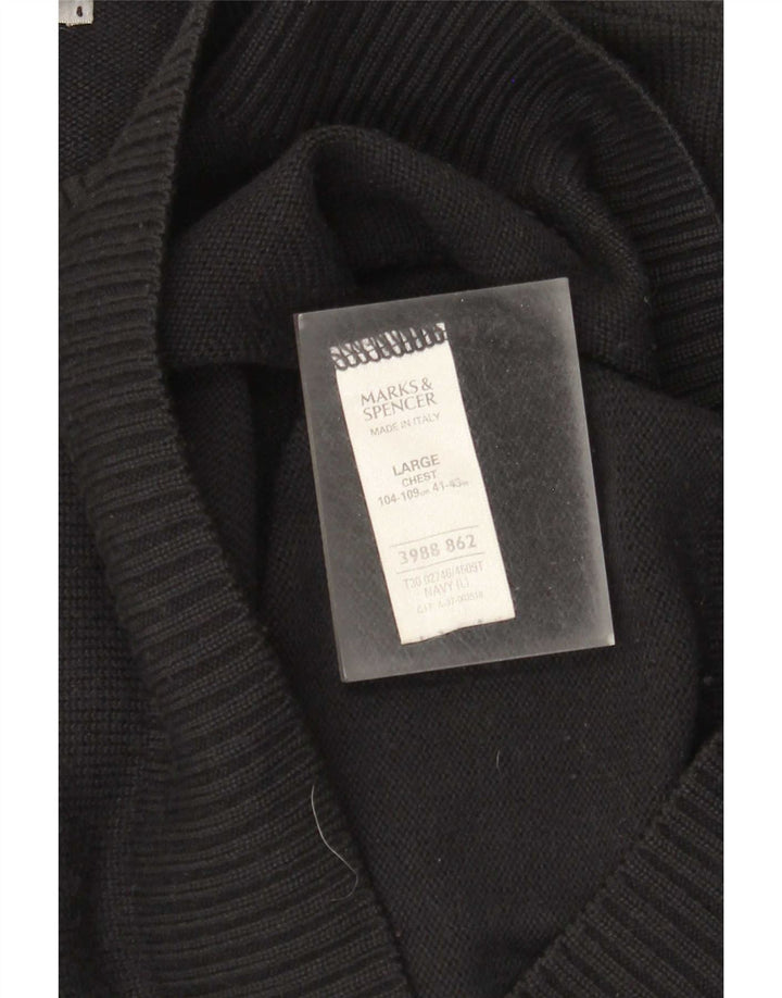 Marks & Spencer Pull col rond pour homme en acrylique bleu marine Taille L