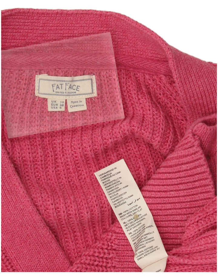 FAT FACE Cardigan surdimensionné pour femme UK 10 Petit coton rose