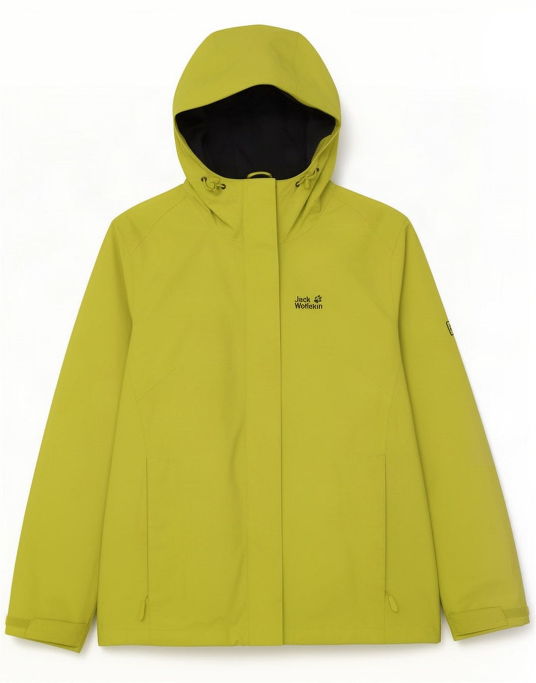 Jack Wolfskin Veste de pluie à capuche pour homme UK 12 Jaune moyen Polyamide